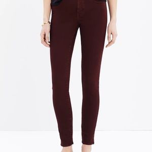 Madewell 9” High Riser Skinny Skinny in Burgundy Women's Size 29